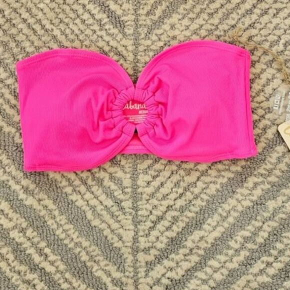 Cabana Del Sol Pink Ring Bandeau Bikini Top For Women's Size Medium - Picture 3 of 8